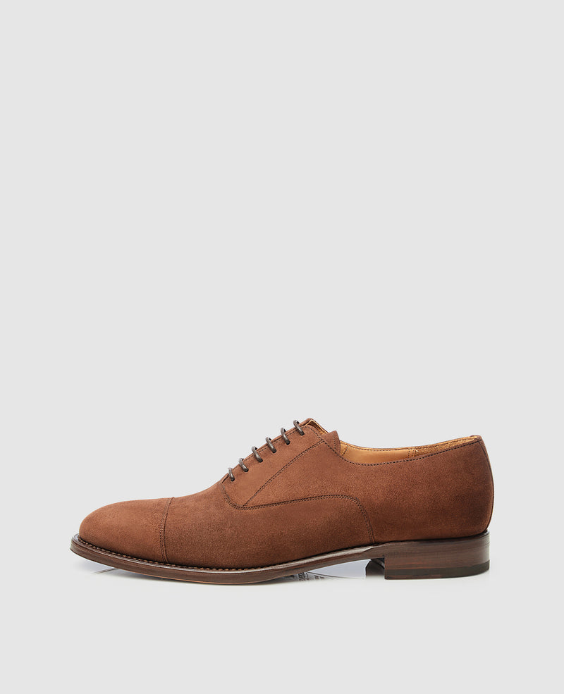 Modell 577 Rahmengenähter Velours Oxford in Braun Shoepassion