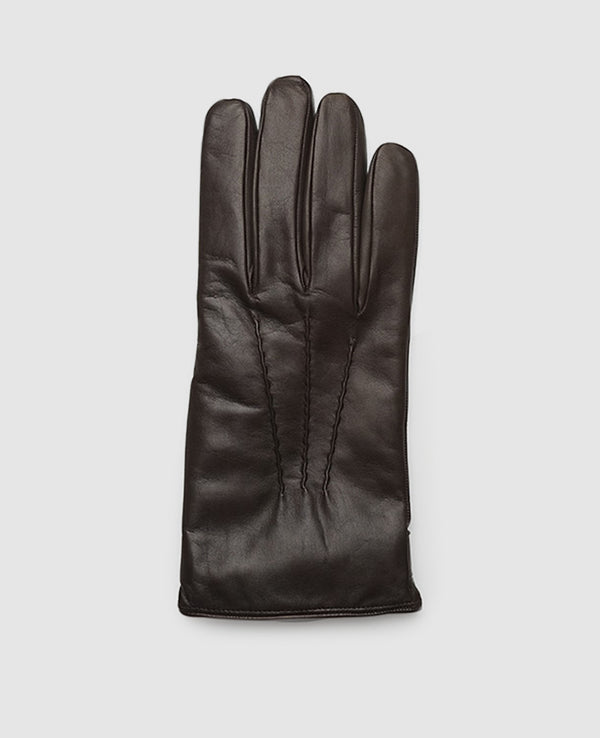 Handschuhe mit Ziernaht - Dunkelbraun